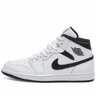Air Jordan Men's 1 MID Sneakers in White/Black