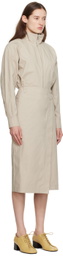 LOW CLASSIC Beige Wrap Midi Dress