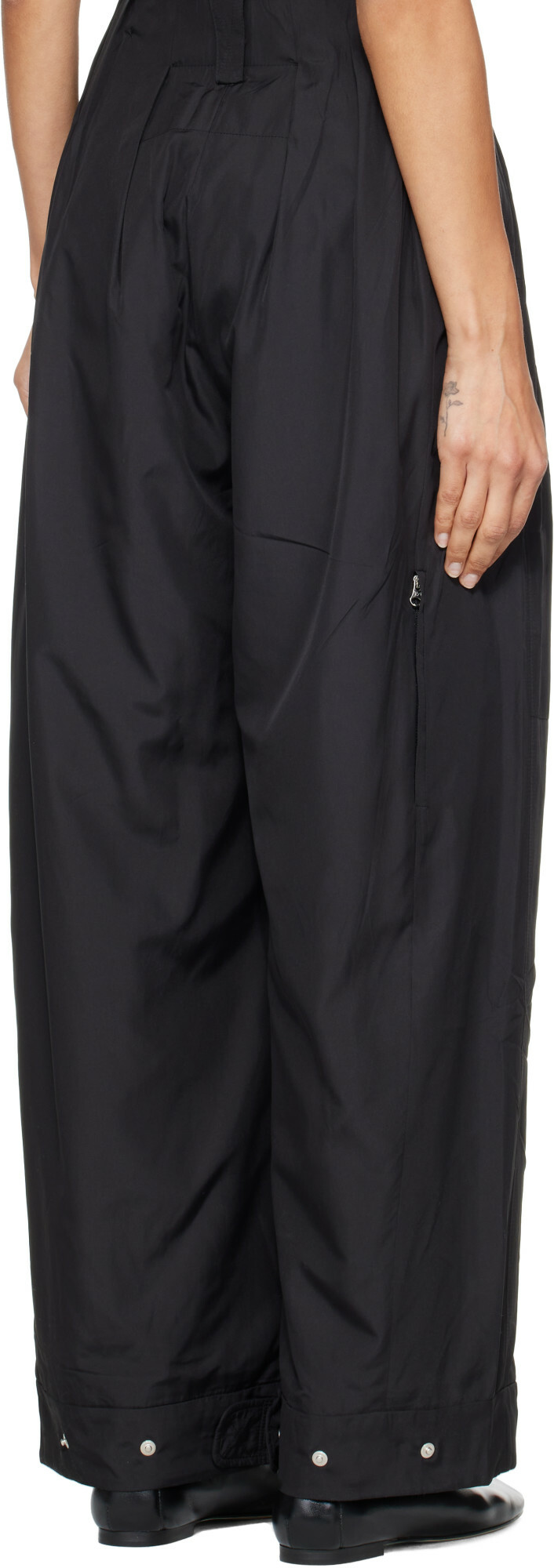 OPEN YY Black Fluid Full Gather Trousers