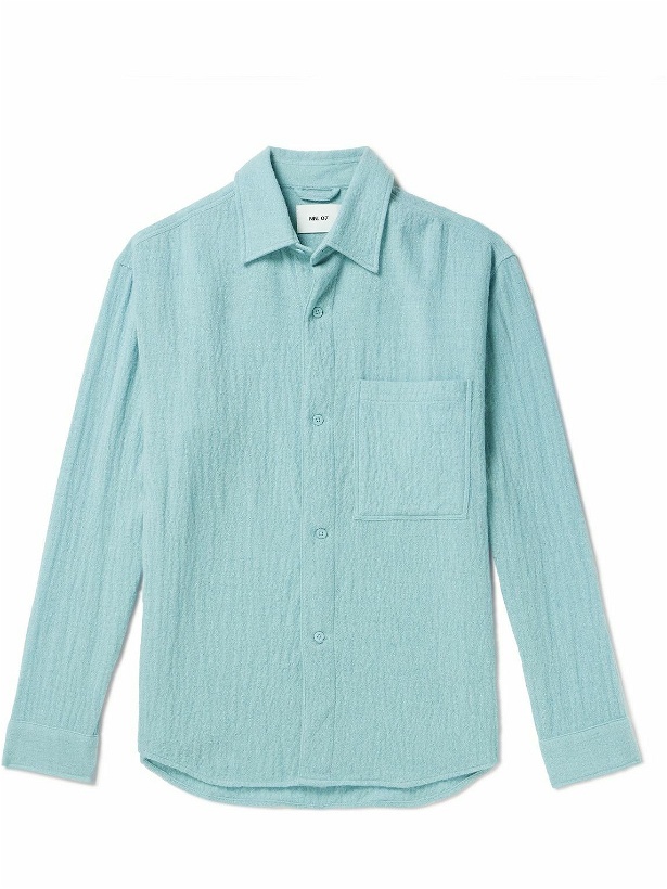 Photo: NN07 - Adwin 5366 Wool-Blend Flannel Overshirt - Blue