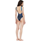 Casablanca Navy Astrology Printed Swimsuit