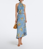 Veronica Beard Limani ruched floral silk-blend midi skirt
