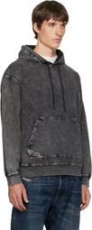 Diesel Gray Treated Denim-Effect Hoodie