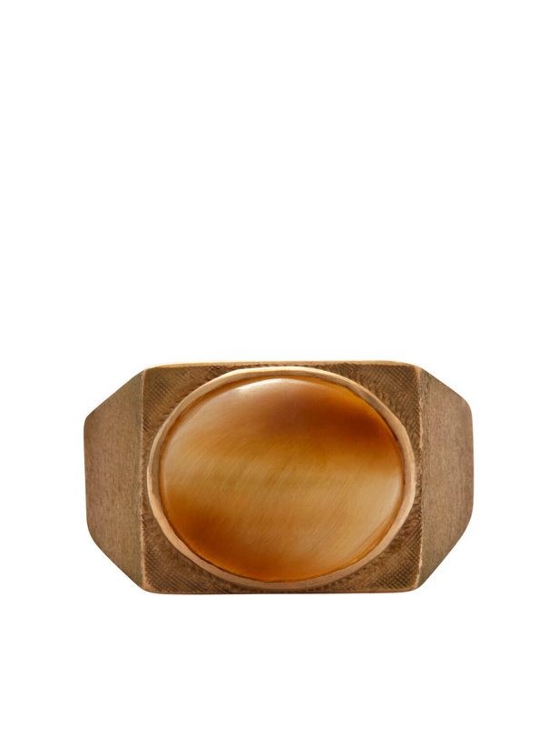 Photo: FOUNDWELL - Vintage 1970s 10-Karat Gold Tiger Eye Ring - Brown