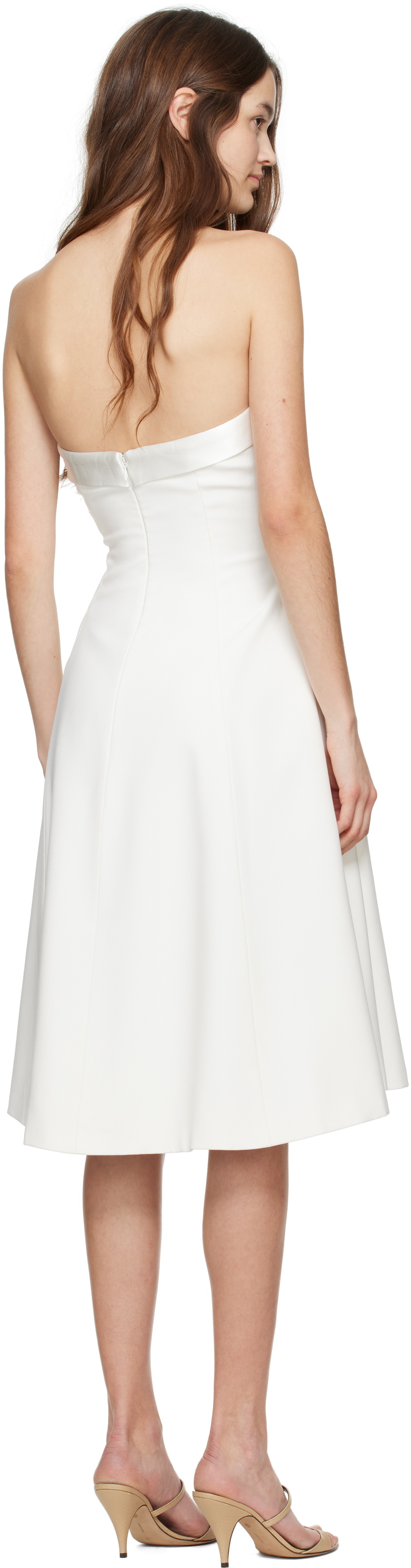 Mirror Palais White Strapless Opera Lady Midi Dress