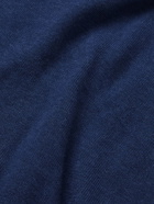 Canali - Suede-Trimmed Cotton Half-Zip Sweater - Blue