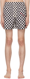 Palm Angels Black & White Damier Swim Shorts