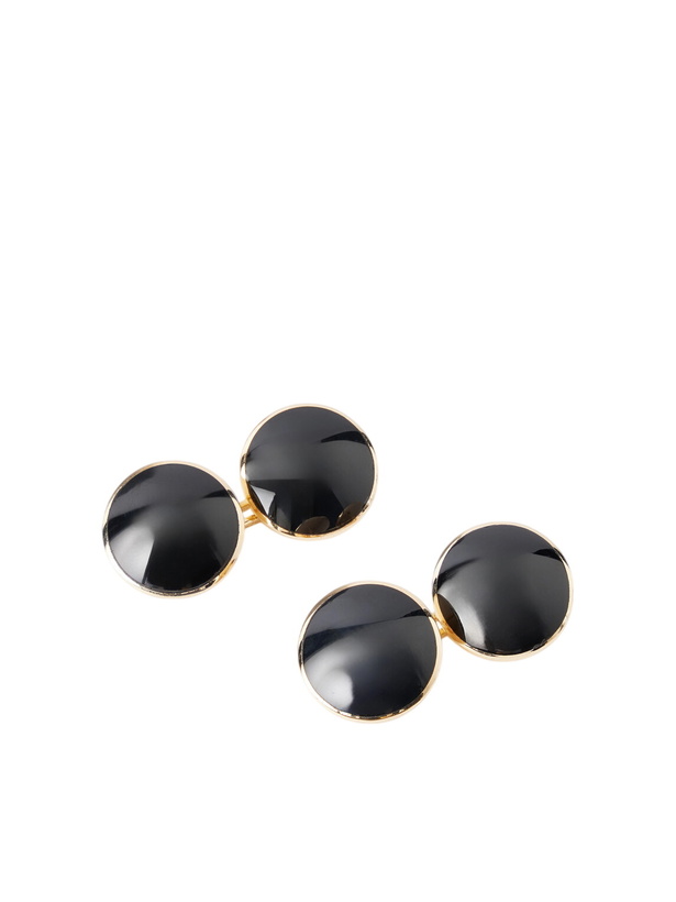 Photo: TOM FORD - 18Kt Yellow Gold Onyx Round Cufflinks