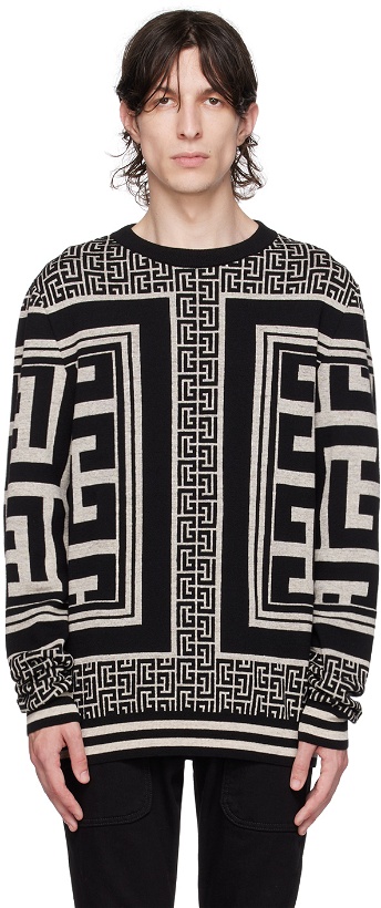 Photo: Balmain Black & Off-White Monogram Sweater