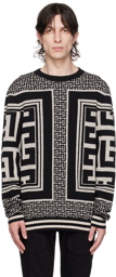 Balmain Black & Off-White Monogram Sweater