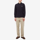 Fred Perry Men's Authentic Long Sleeve Plain Polo Shirt in Navy