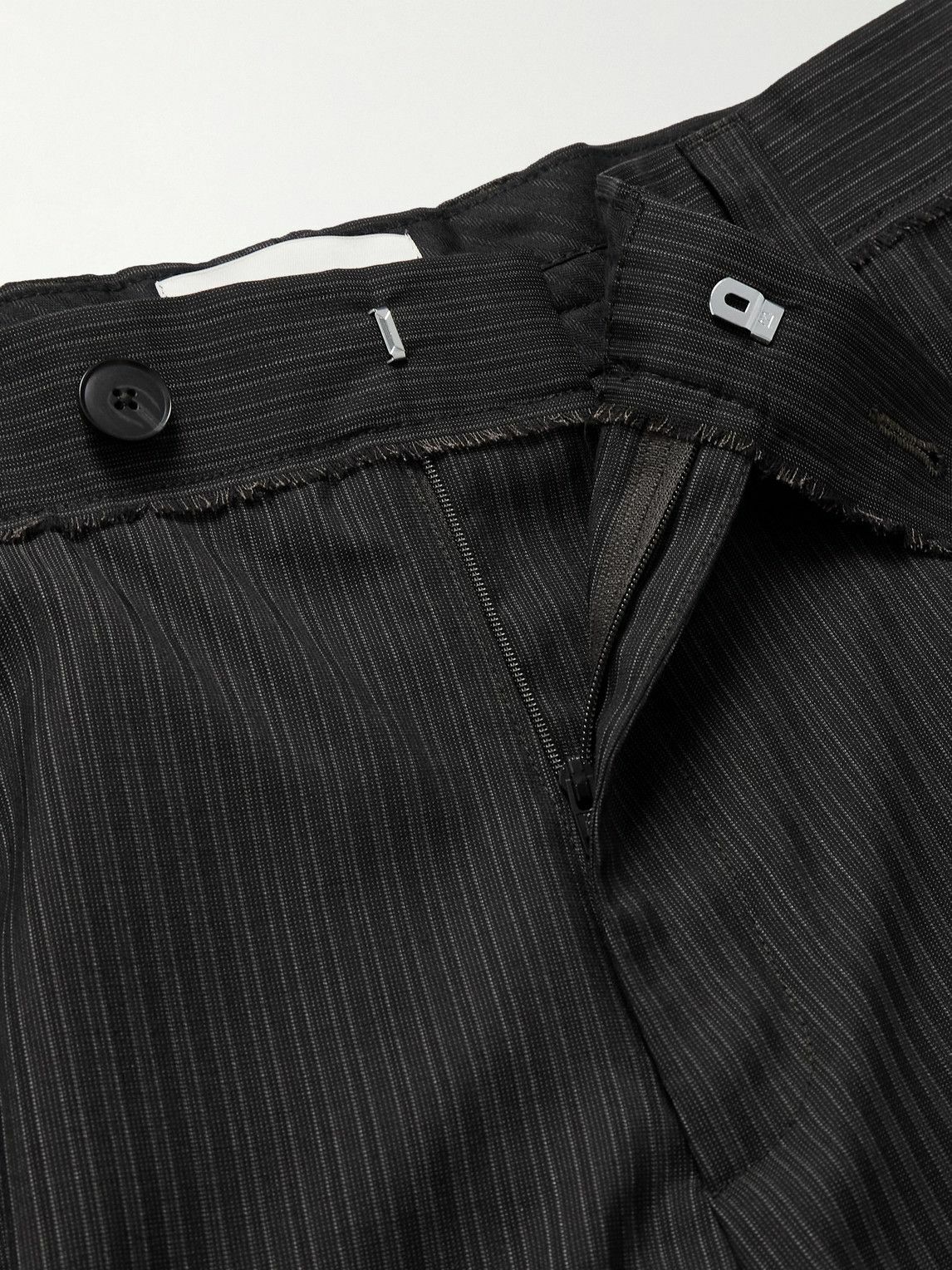 mfpen - Classic Straight-Leg Pleated Striped Wool Shorts - Black