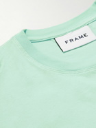 FRAME - Logo-Embroidered Cotton-Jersey T-Shirt - Blue