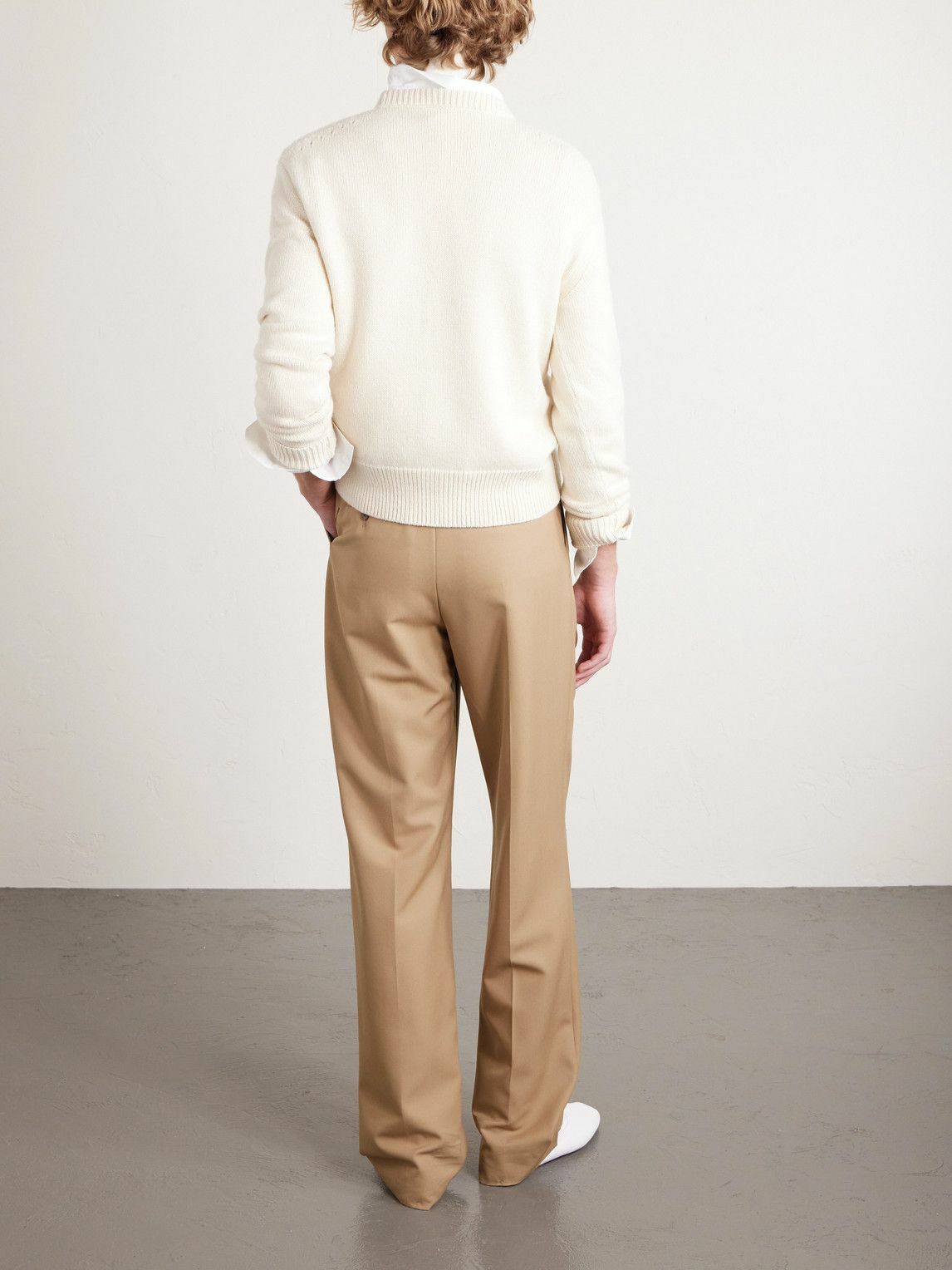 CELINE - Slim-Fit Logo-Intarsia Cashmere Sweater - White