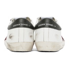 Golden Goose White and Burgundy Super-Star Sneakers