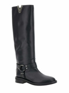 Via Roma 15 Black V-detailed Knee Boots In Leather Woman