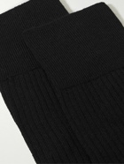 John Smedley - Rowsely Ribbed Merino Wool-Blend Socks - Black
