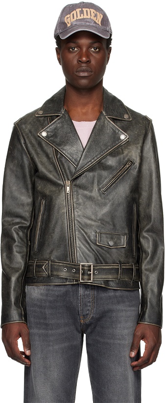 Photo: Golden Goose Black Distressed Leather Jacket