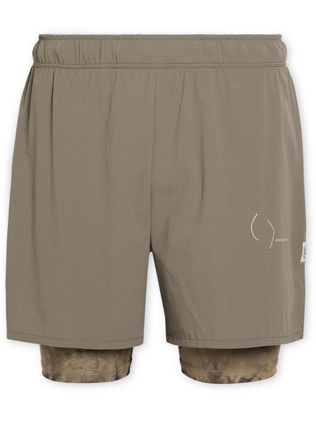 Photo: REIGNING CHAMP - Ryan Willms Layered Ripstop and Stretch-Jersey Shorts - Brown