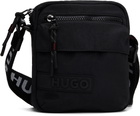 Hugo Black Recycled Nylon Canvas Messenger Bag