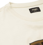 Fendi - Logo-Embroidered Cotton-Jersey T-Shirt - Cream