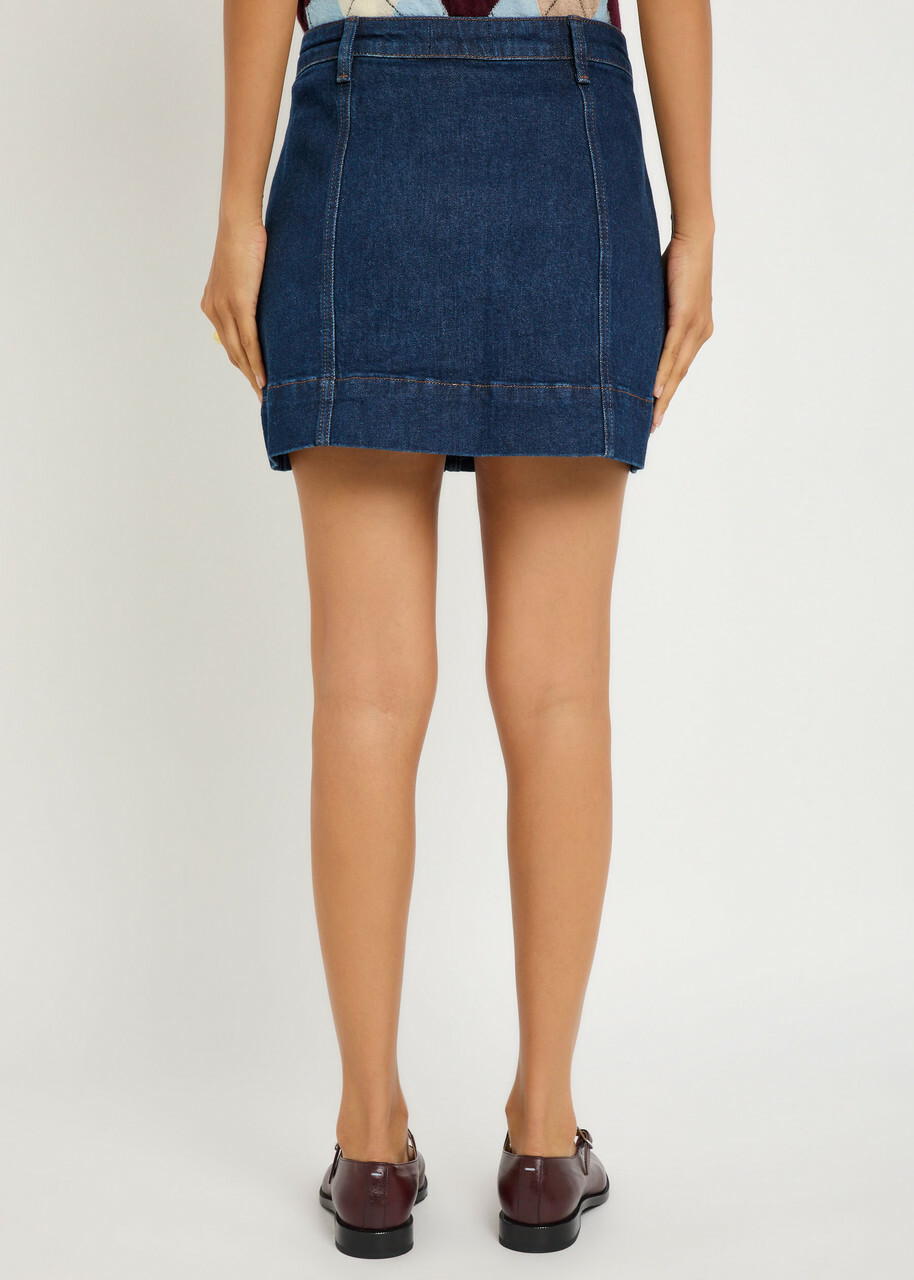 Paige Jannelle Panelled Stretch-denim Mini Skirt Blue