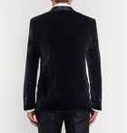 Dolce & Gabbana - Slim-Fit Jacquard-Trimmed Cotton and Silk-Blend Velvet Blazer - Blue