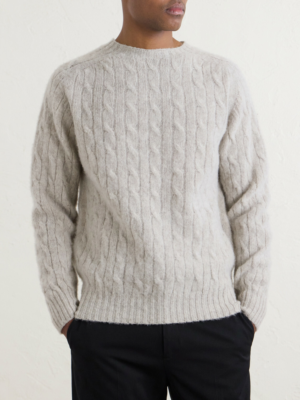 Drake's - Cable-Knit Virgin Wool Sweater - Gray