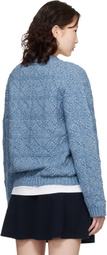 GANNI Blue Cotton Wool Bubble Sweater
