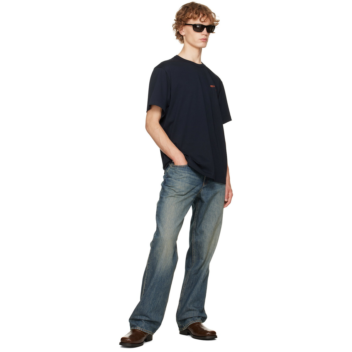 Helmut Lang Navy Logo T-shirt