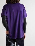 Givenchy - Oversized Logo-Embroidered Cotton-Jersey T-Shirt - Purple