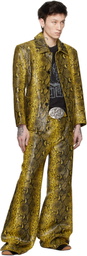 LU'U DAN Black & Yellow 'Year of the Snake' Creep Leather Jacket