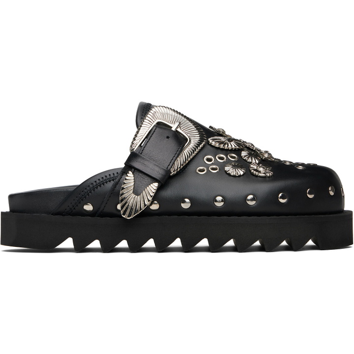 Photo: Toga Pulla Black Eyelet Metal Sabot Loafers