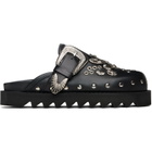 Toga Pulla Black Eyelet Metal Sabot Loafers