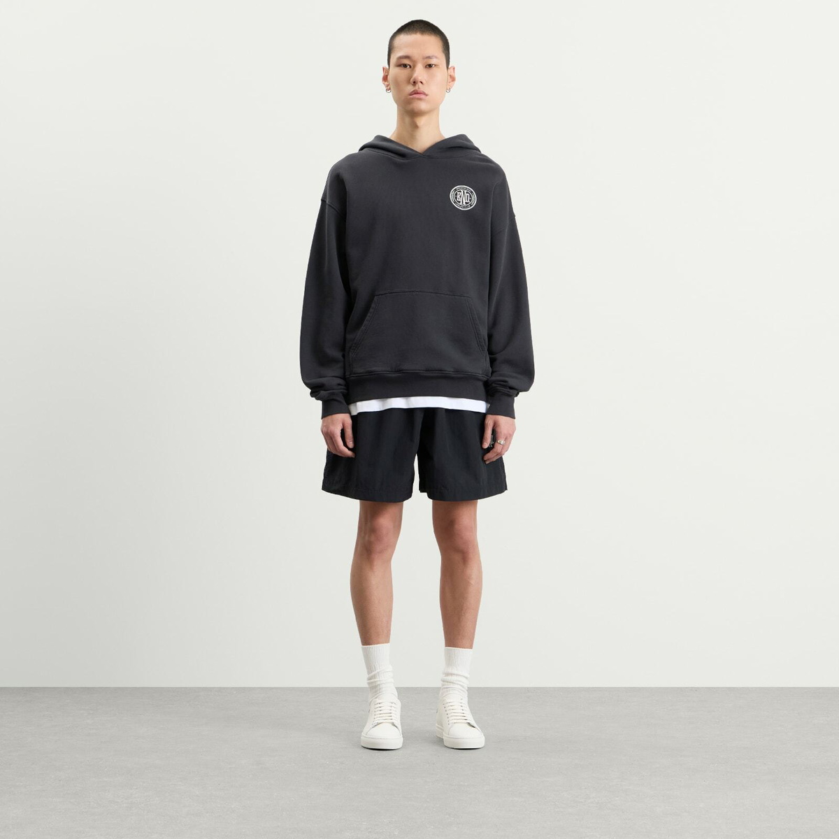 END. Leisure Pullover Hoodie in Cinder Black