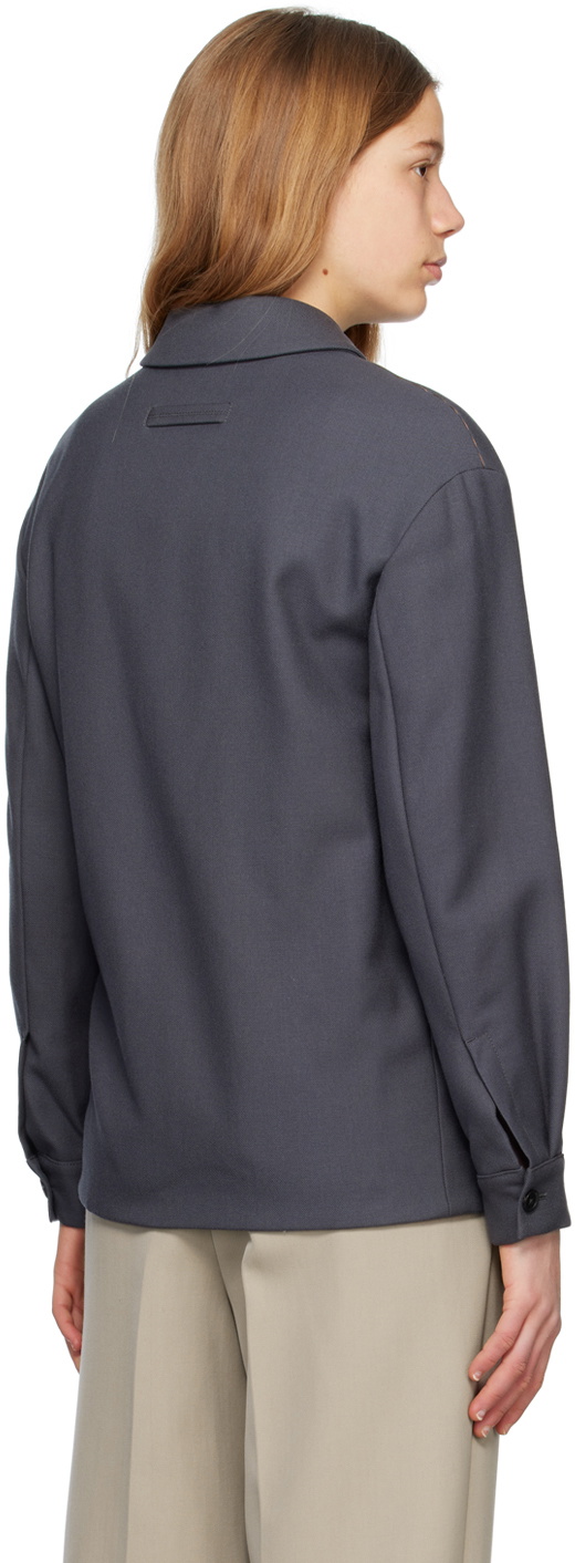 ZEGNA Gray Spread Collar Jacket Zegna