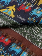 Drake's - Frayed Printed Wool and Silk-Blend Scarf