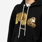 Palm Angels Women's Sequin Bear Hoody in Black/Gold