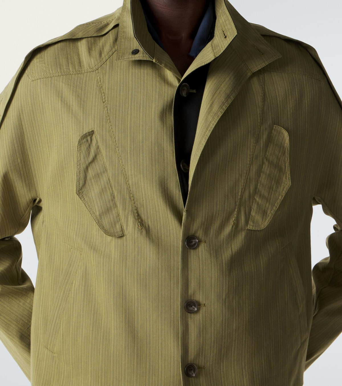 Kiko Kostadinov Egreta stiped cotton-blend jacket