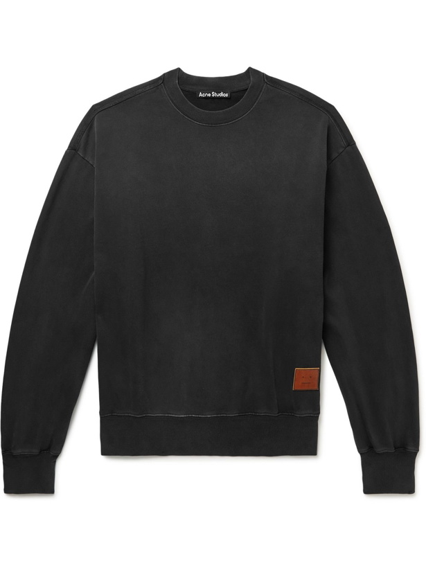 Photo: Acne Studios - Fiah Logo-Appliquéd Printed Cotton-Jersey Sweatshirt - Black