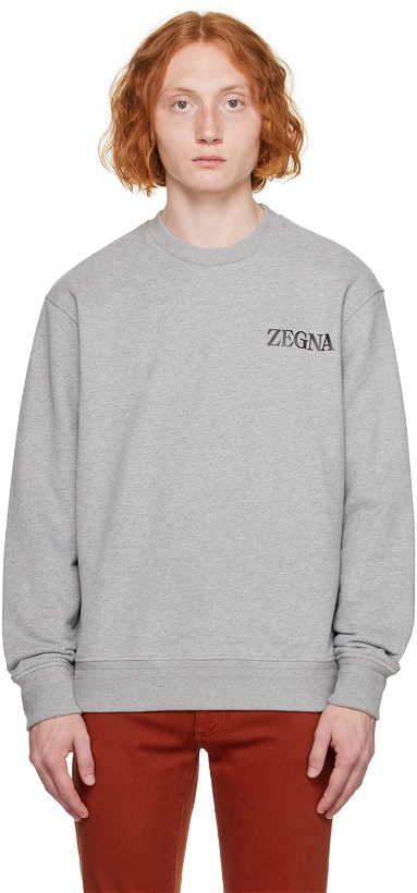 Photo: ZEGNA Gray Bonded Sweatshirt