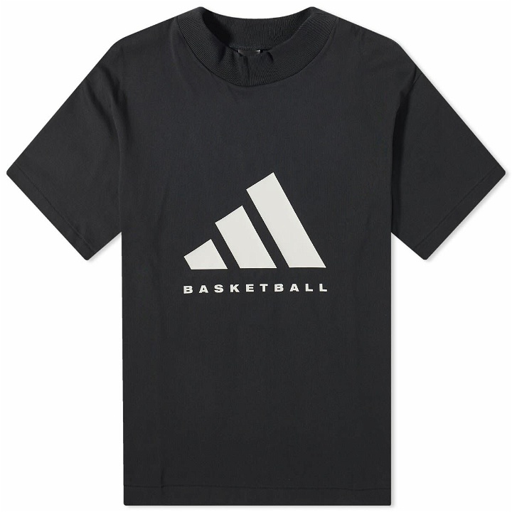 Photo: Adidas Basketball Logo T-Shirt in Black/Talc