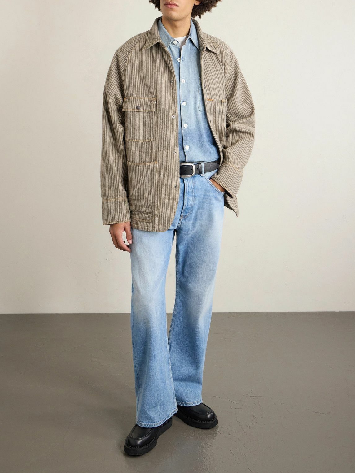 KAPITAL - Pinstriped Cotton-Blend Twill Jacket - Gray KAPITAL