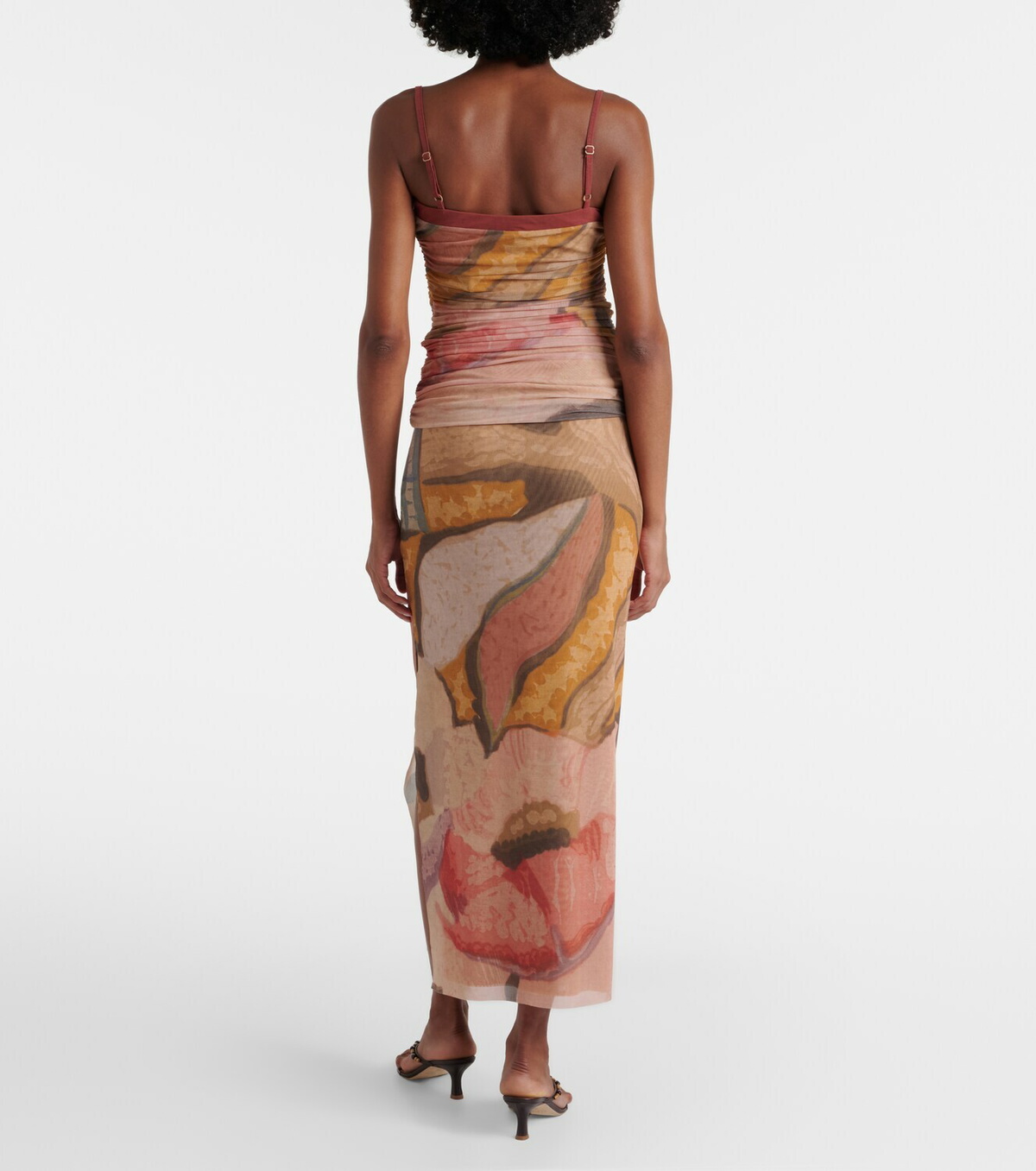 SIR Printed mesh maxi skirt