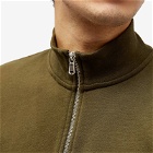 Sunspel Men's Loopback Half Zip Sweater in Dark Olive