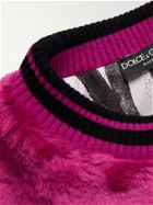 Dolce & Gabbana - Logo-Print Faux Fur Sweatshirt - Pink