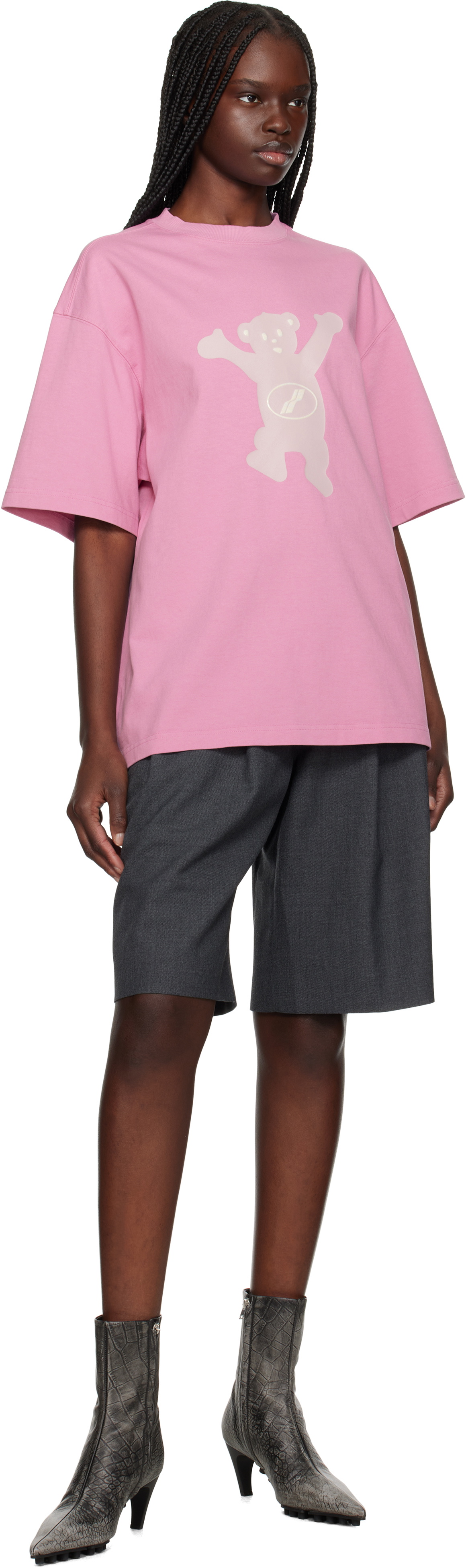 We11done Pink Teddy Logo T-shirt