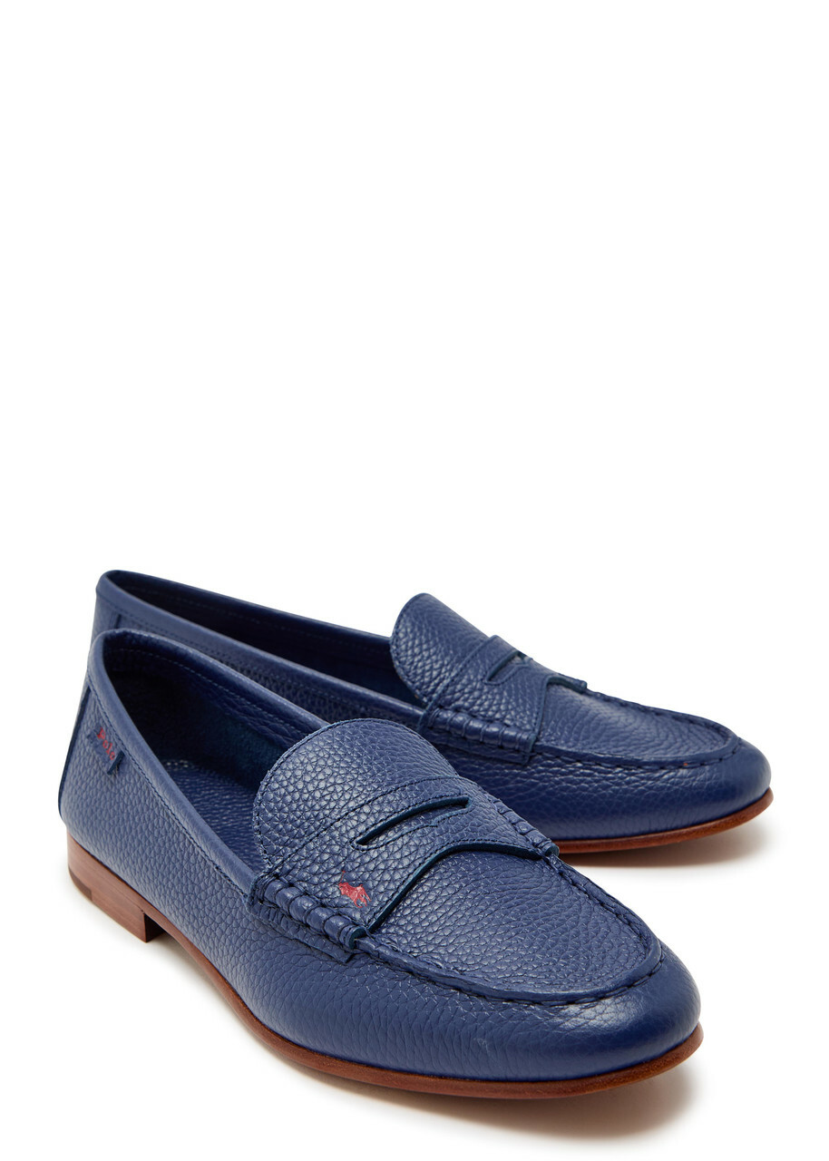 Polo Ralph Lauren Logo Pebbled Leather Loafers Black