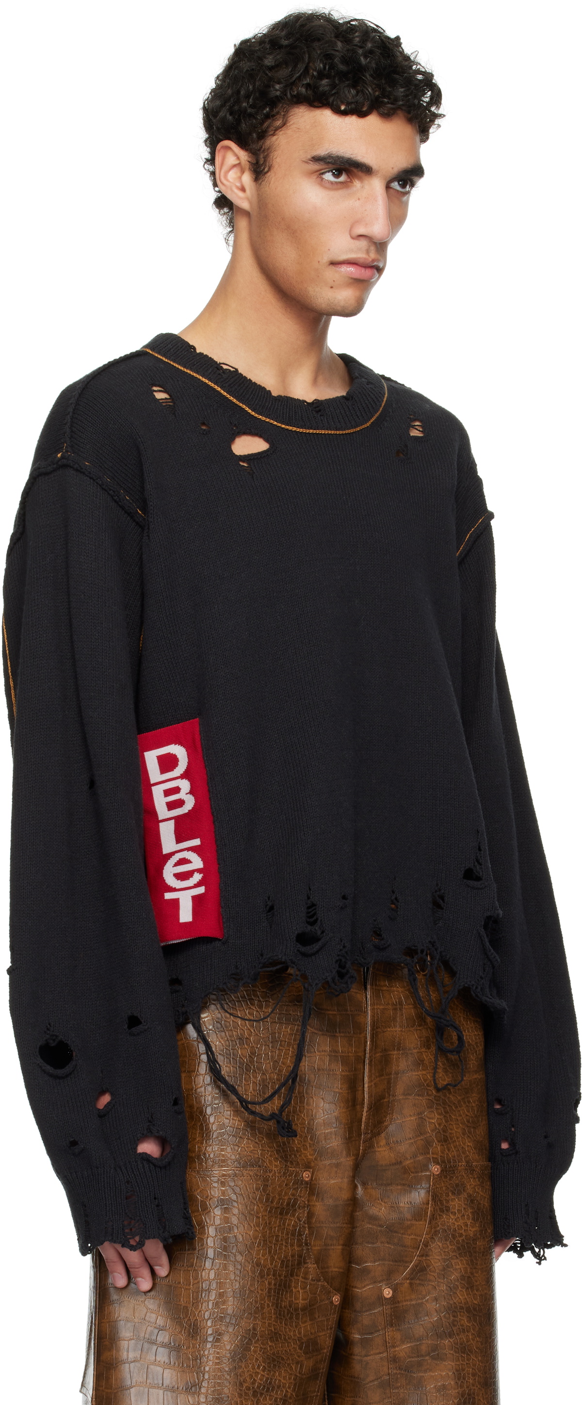 doublet Black Recycle Denim Yarn Sweater Doublet
