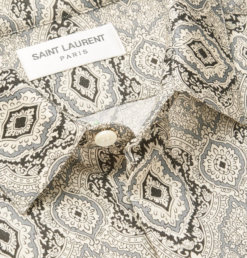 Saint Laurent - Paisley-Print Wool Shirt - Men - Gray Saint Laurent